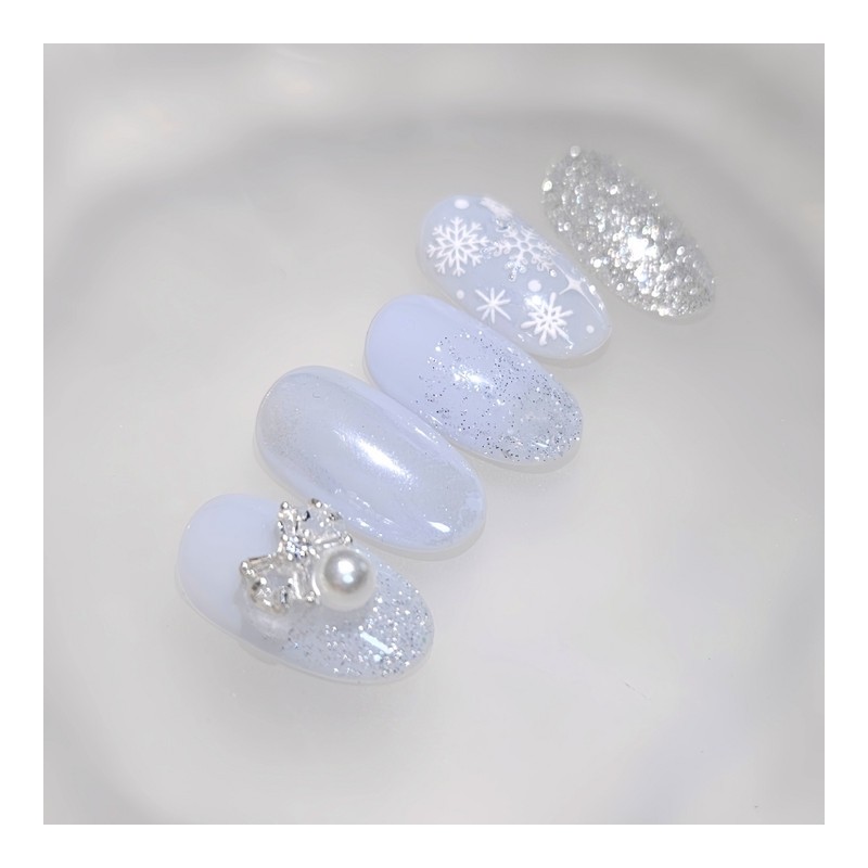 Winter Blue Handmade Nail Tips - Almond Midi / 윈터블루