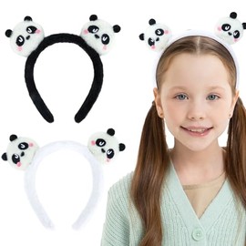 CURASA 2pcs Cute Headbands for Women Girls Panda Headband for Washing Face Animal Headband for Kids Black White Hairbands for Women's Hair Kawaii Plush Headband Spa Head Band Hair Accessories