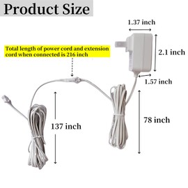 Plug-in Charger for Motorized Blinds ST30 and R28 Roller Shutter Motors Compatible with 9020672，8-Hour Charge ULlisted13V Output with 137-Inch Extension Cable
