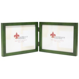 Lawrence Frames Collection Hinged Double Horizontal Wood Picture Frame Gallery, 5 by 7-Inch, Green