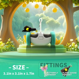 Bonbonpaws Automatic Moving Cat Toy - Interactive Cat Toy Self-Play with 2pcs Hanging Feather for Bored Indoor Adult Cats Kittens