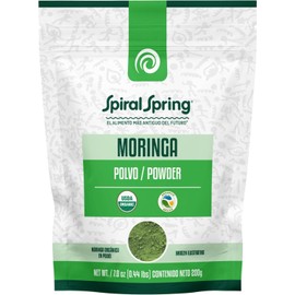 Moringa en Polvo 200g 100% Natural Pura y Orgánica - Superfood Verde Origen Vegetal, Sabor Herbal -Prepara Smoothies o Jugos. (1 Pz)