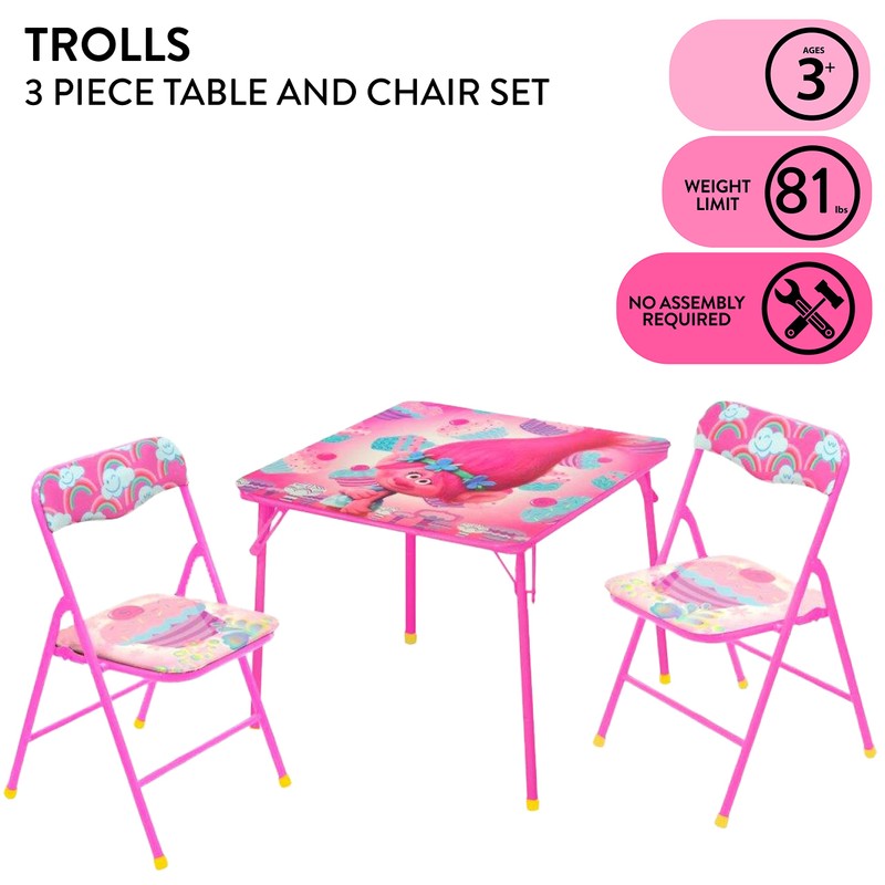 Idea Nuova Trolls 3 Piece Children's Activity Square Table and