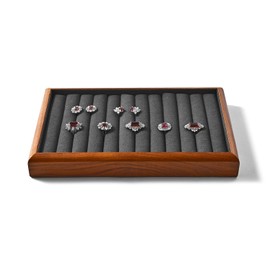 Oirlv Solid Wood Ring Jewellery Trays, Stackable, Organiser for Jewellery, Jewellery Holder (Dark Grey)
