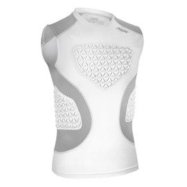 Youth Football Baseball Chest Protector, Padded Compression Shirt, Support Softball Rugby Lacrosse Heart Sternum Guard （White Grey,M）