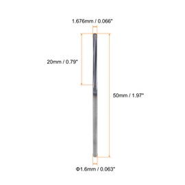 HARFINGTON Carbide Chucking Reamer 0.066"(1.676mm) Dia Straight Flute Straight Shank Machine Reamer Tool for Metal and Lathes CNC Machining Centers, Black