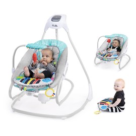 Baby Einstein Explorers Kick to It 4-in-1 Musical Swing & Rocker, with Removable Piano Toy, Ages 0 Months and Up