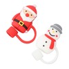 10Pcs Christmas Straw Covers Caps Cartoon Soft Silicone Christmas Straw