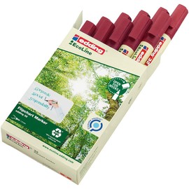 edding 32 EcoLine flipchart marker - rood - 10 stiften - beitelpunt 1-5 mm - stift voor schrijven, tekenen op flip-over papier - drukt niet door - droogt niet uit- intensieve kleur - navulbaar