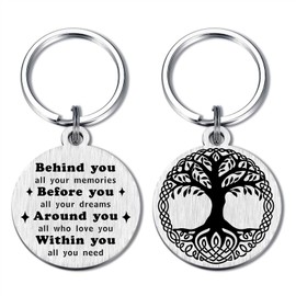 Alotozo Viking Tree of Life Keyring - Norse Runes Tree of Life Key Ring - Norse Mythology Viking Gifts for Men Women