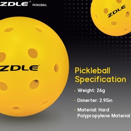 Zdle 3 Pack Pickleball Balls, 40 Holes outdoor Pickleball Balls 40 Holes Outdoor Pickleball Balls, High Visibility, Durability and Consistent Bounce, Pickle Balls for Outdoor Play(Yellow)