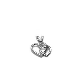 Double Heart .925 Sterling Silver Charm pendant