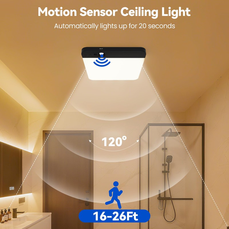 KINDEEP Rechargeable Motion Sensor Ceiling Light: Wireless Ceiling Light with