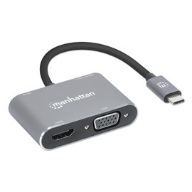 Manhattan USB-C to HDMI & VGA 4-in-1 Converter Power Delivery