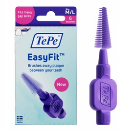 TePe EasyFit, Conical Interdental Brush, Purple, M/L, 6pcs, Plaque Removal, efficient Clean Between the Teeth, Medium to Large Gaps