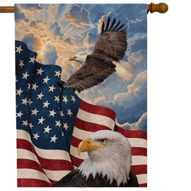 USA Flag Eagle Patriotic House Flag Vertical Double Sided, USA Flag 4th of July Memorial Day Independence Day Yard Outdoor Decoration 28 x 40 Inch