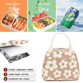 Bluboon - Lonchera para mujer, bonita bolsa de almuerzo reutilizable con aislamiento, lonchera de gran capacidad, ideal para el trabajo, picnic o viajes