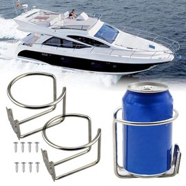 2 Pcs Stainless Steel Marine Yacht Cup Holder with Screws Truck Cup Holder Auto Cup Holder RV Cup Holder