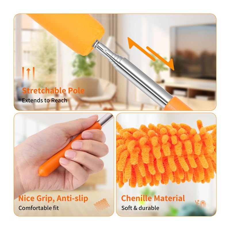 TIMIVO Microfiber Duster for Cleaning, Dusters with Telescoping Extension Pole,