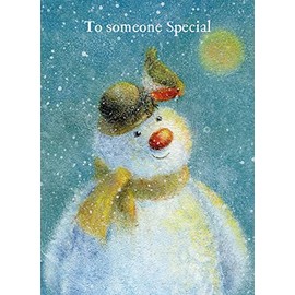 Museums & Galleries Artistic Christmas Card - 'To Someone Special' - Happy Snowman and Robin - Festive Wishes Range