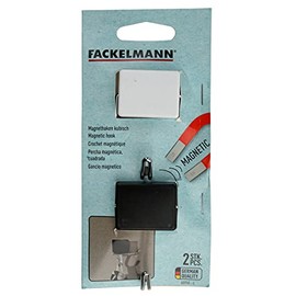 Fackelmann 60958 Magnetic Hook Pack of 2 Black White Iron Magnet Plastic 6.5 x 4.4 cm