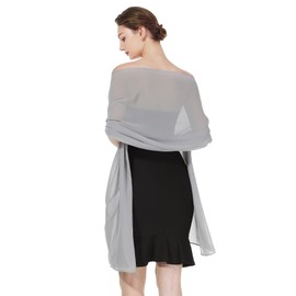BEAUTELICATE Chiffon Scarf Stole Women's Festive Elegant Scarves Shoulder Scarf Stole for Evening Dresses Bridal Festive Summer Wedding, Silver Grey - Plus Size, Unit size