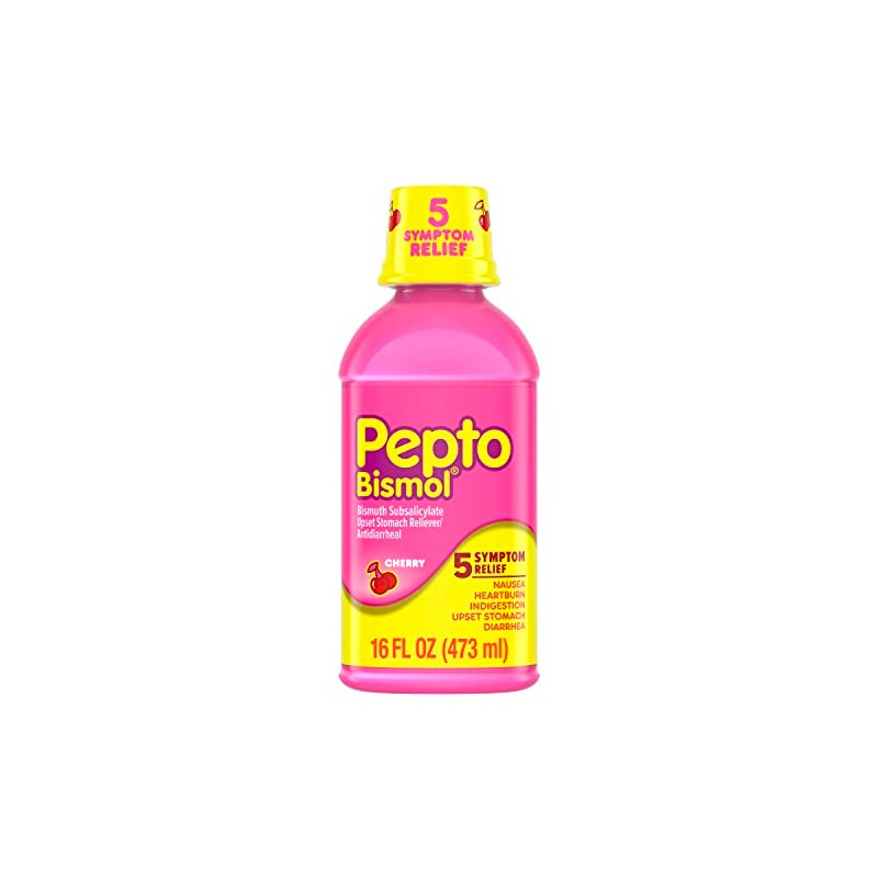 Pepto-Bismol Cherry Liquid 5 Symptom Relief including Upset Stomach &