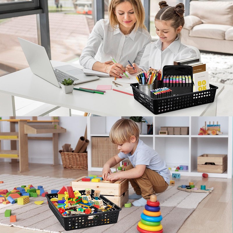 12 Pcs Plastic Storage Baskets Bulk 14 x 10 In