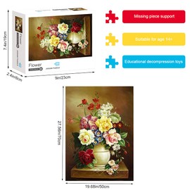 1000 Piece Jigsaw Puzzle Flower for Adults(Large 70x50cm/27.5x19.7in) -Puzzles 1000 Pieces Cardboard Puzzles- Relax Puzzles Games-Brain Teaser Puzzle