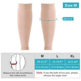 Calcetines de Compresión, Mangas de Compresión para Pantorrillas de 20-30 MmHg, Calcetines Comprimidos sin Pies para Varices, Espinilleras, Recuperación de Edema, Maternidad, Ciclismo,(M-Beige)