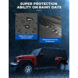 JOYTUTUS Cab Cover Compatible with Wrangler JK JL Unlimited 4 Doors 2007-2024, Wrangler Cover 4 Door Waterproof Wrangler Rain Cover All Weather Car Cover Windproof Cover Scratch Resistant Auto Cover