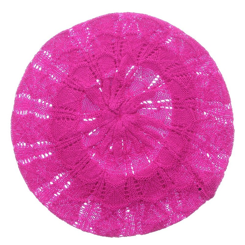 Women's Thin Light Baggy Knit Crochet Slouchy Fashionable Beret Hat