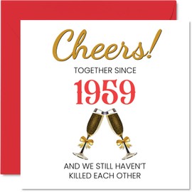Funny 66th Anniversary Card for Husband Wife - Together Since 1959 - Happy 66th Wedding Anniversary Cards, I Love You Gifts, 145mm x 145mm Greeting Cards for Sixty-Sixth Anniversaries