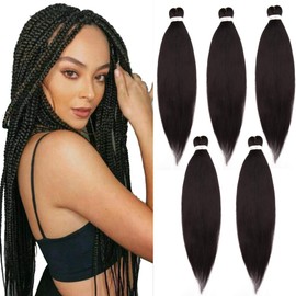 Pre-stretched Braiding Hair Easy Braid Professional Itch Free Synthetic Fiber Corchet Braids Yaki Texture Hair Extensions 3 pcs Braid Hair 26 Inch Darkest Brown