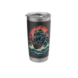 Pirate Ship Kraken Ocean Battle Giant Octopus Sea Monster Stainless Steel Insulated Tumbler