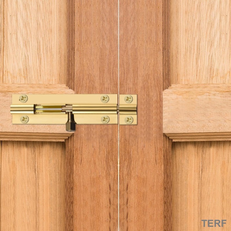 2 Pack Door Bolt Polished Brass Barrel Slide Lock 150mm