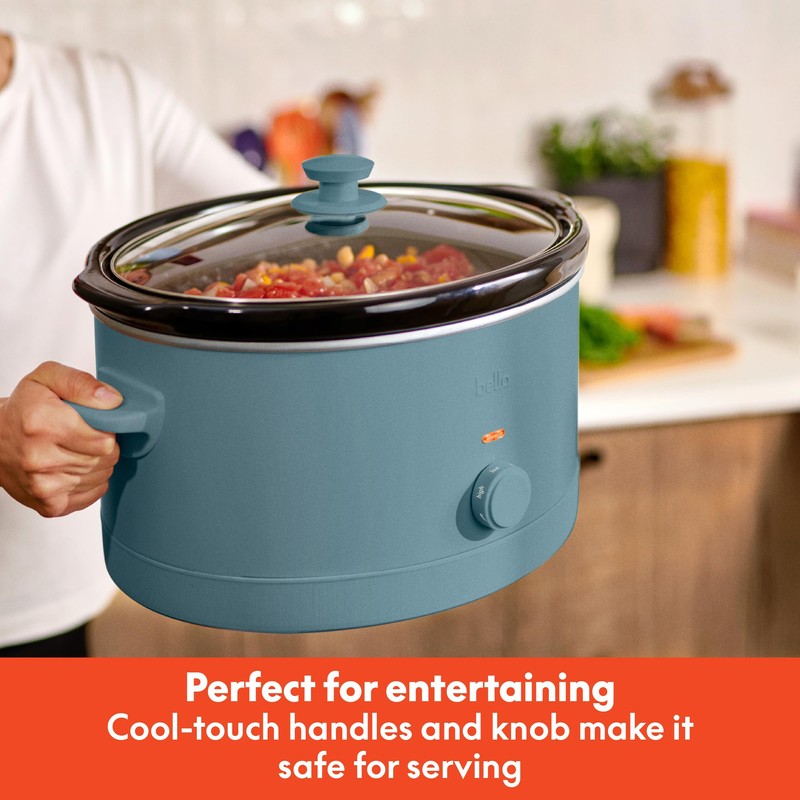 bella 6.0 Qt Manual Slow Cooker, Ceramic Nonstick Coating, 3