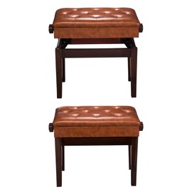 Udorich Piano Bench Adjustable Height with Under Seat Storage, Comfortable Padded Seat for Musicians, Sturdy Wood Frame, Brown