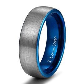 TRUMIUM 6mm Tungsten Ring I Love You for Men Women Couple Wedding Band Comfort Fit Size 6