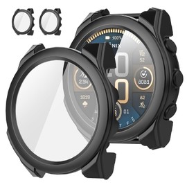Diruite Pack of 2 Protective Case for Garmin Fenix 8 47 mm Scratch-Resistant HD Tempered Glass PC Tight Fit Protective Case for Garmin Fenix 8 47 mm Cover