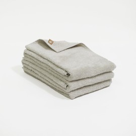 Like Cloud Face Towels, Fluffy, Set of 3, 13.4 x 3.3 inches (34 x 85 cm), Lightweight, Absorbent, 100% Cotton, Warm Gray