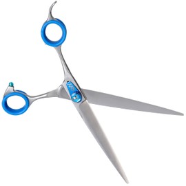 GROOM PROFESSIONAL Blue Quartz Left Handed Straight Dog Grooming Scissors, Professional Hair Scissors - Japanese 440C Steel - Ergonomic Design to Reduce Strain & Fatigue, 7.5 Inch