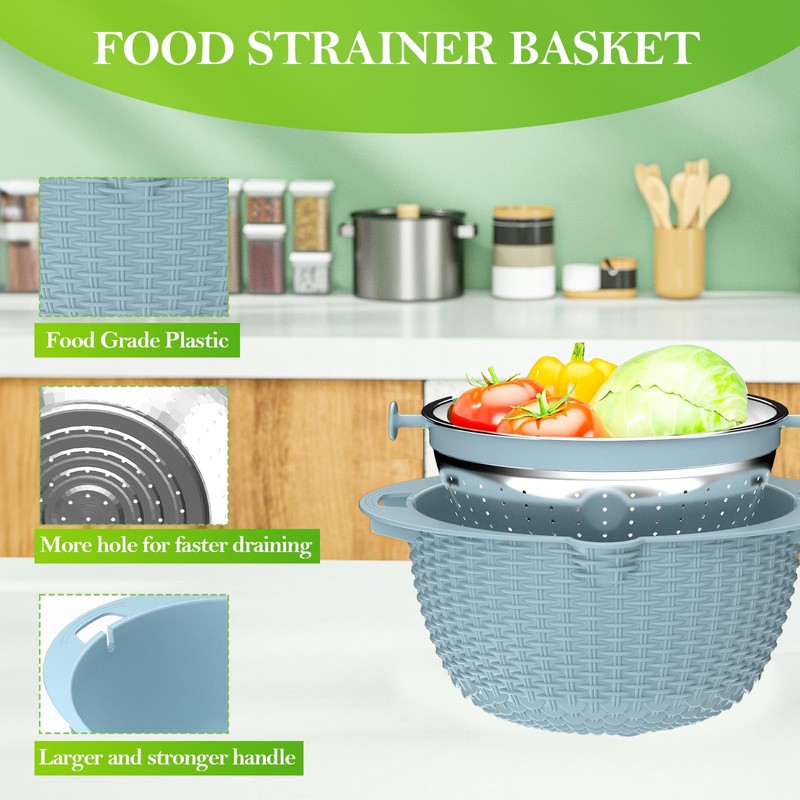 4-1 Colander with Bowl Set - Strainers for Kitchen, Food