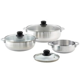 USA 3 Piece Natural Aluminum Caldero Set (1.6/3.2/4.6 Quart), Silver