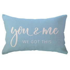 ULOVE LOVE YOURSELF You & Me We Got This Lumbar Throw Pillow Covers Farmhouse Decorative Pillow Cases 12 x 20 Inch for Sofa Bed Couch (Light Blue)