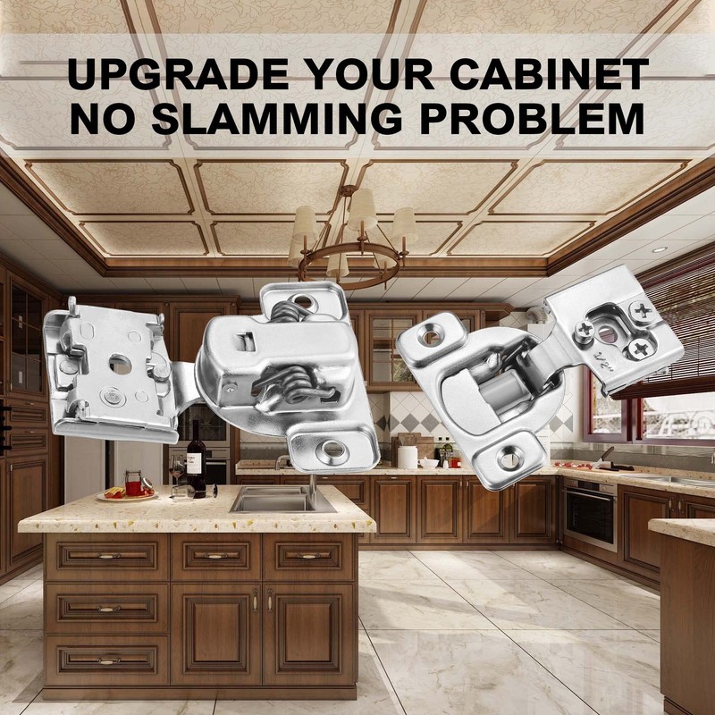 Vallecloud (4 Pack) 1/2 Inch Overlay Soft Close Cabinet Hinges,