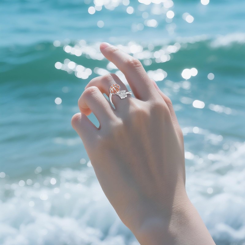 Basketball Jewellery Ring S925 Sterling Silver Basketball Adjustable Rings Ball