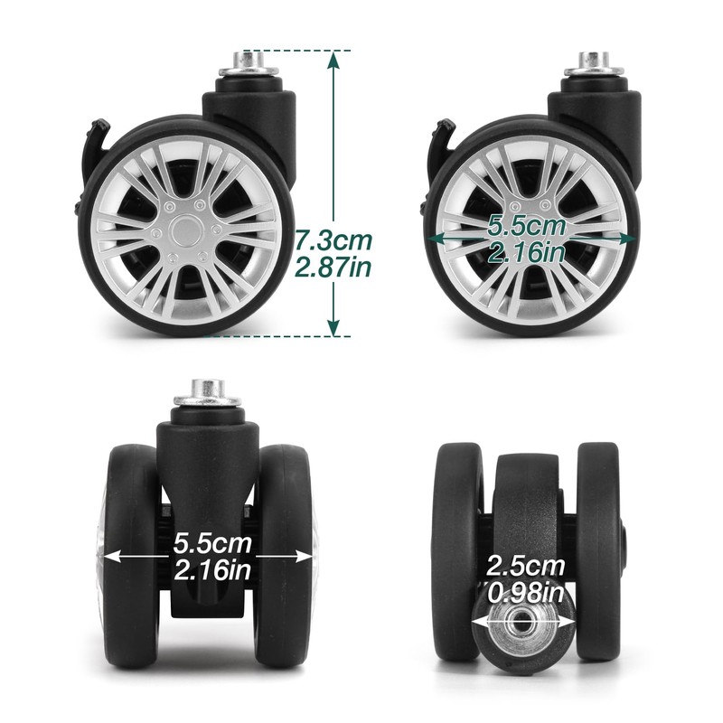 Ech.Apr 2 Pcs Luggage Suitcase Wheels Replacement with Brake, Travel