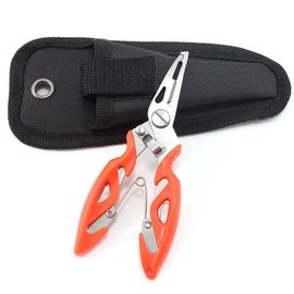 XSAJU Fishing Pliers Stainless Steel Multi-functional Split Ring Removal Needle Removal Gun Ball Wire Cutter with Storage Pouch