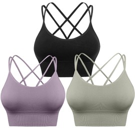 HANERDUN Women's sports bra, padded yoga bra, seamless, no underwire, provides good support, breathable strap design and medium strength for fitness, running, jogging